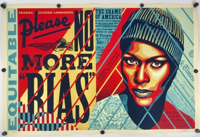 Shepard Fairey “No More Bias" Signed and Numbered Screen Print, 2021