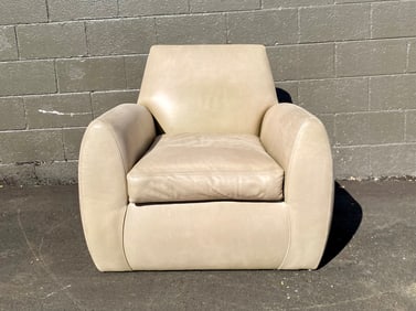 Contemporary Cream Leather Armchair