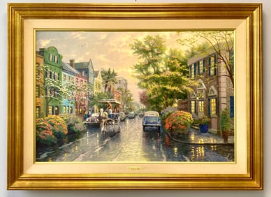 Thomas Kinkade, Charleston, Sunset on Rainbow Row, 2004, (E/P 149/500) with COA and Display Light