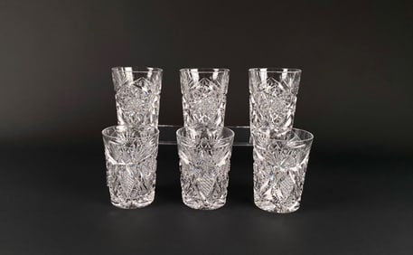 Set of Six Libbey American Cut Crystal Tumblers
