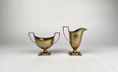 Whiting Sterling Silver Creamer and Sugar Bowl Set, Pattern 416