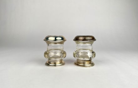 Pair of Frank M. Whiting Sterling-Mounted Glass Toothpick Holders