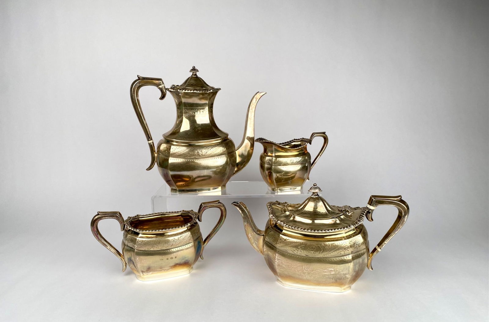 Victorian English Sterling Silver Tea Set, Birmingham, 1880, GCW (1 of 12)