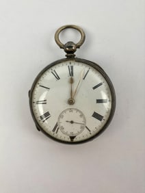 19th Century English Sterling Silver Verge Fusee Pocket Watch, D.H. Maker, 1832