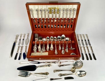 122 Piece International Silver ‘Wild Rose’ Sterling Flatware Set with Service Chest