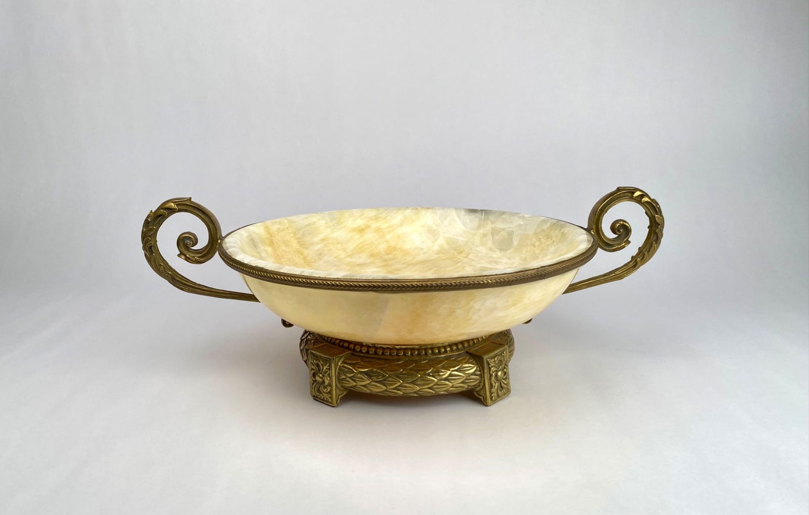 Ornate Onyx and Brass Handled Bowl on Decorative Base (1 of 11)