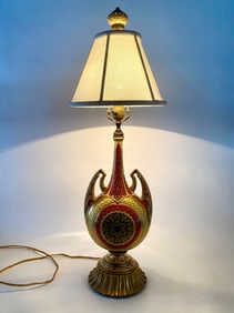 Gilt and Enamel Orientalist Revival Table Lamp, Mid-20th Century