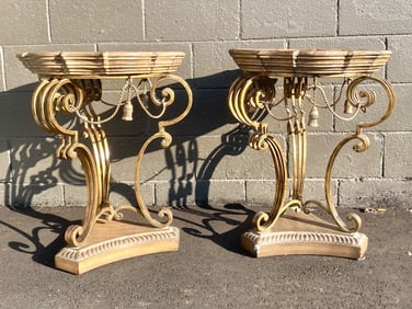 Pair of Vintage Gilt Iron and Composite Pedestal Stands