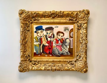 Framed Oil on Canvas Titled ‘Red Cello’ by A. Kanchik