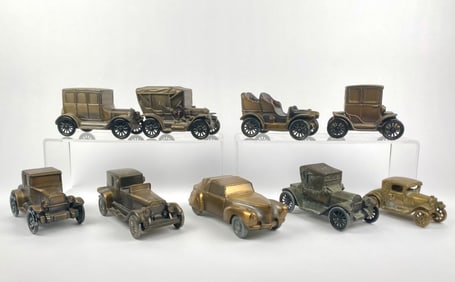 Set of Nine Vintage Banthrico Cast Metal Automobile Banks