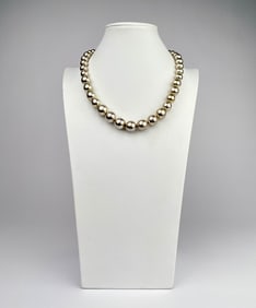 Sterling Silver Beaded Necklace Marked ‘Mexico 925’