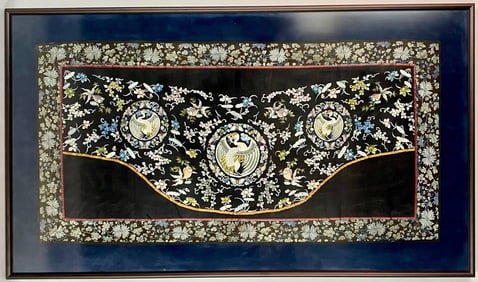 Chinese Embroidered Silk Phoenix Panel