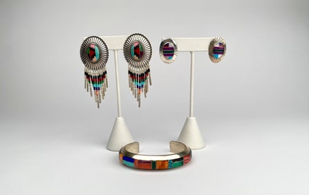 Zuni Style Multi-Stone Inlay Jewelry Set