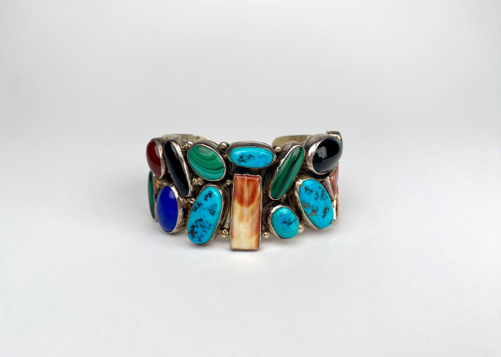 Sterling Silver Multi-Stone Cuff Bracelet Signed Sam Piaso (1 of 7)