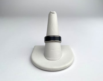 Men’s 10K White Gold Ring with Black Center Band – Size 9