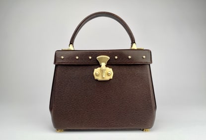 Barry Kieselstein-Cord Brown Leather Satchel with Alligator Clasp & Shoulder Strap