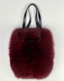 Barry Kieselstein-Cord Burgundy Fur & Leather Tote Bag
