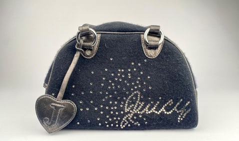 Juicy Couture Black Dome Handbag with Rhinestone Accents