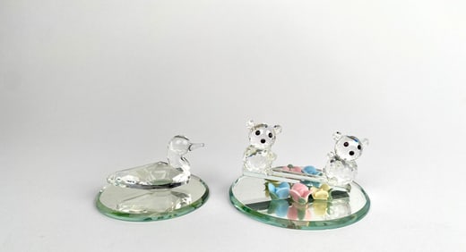 Pair of Spooniques Crystal Figurines – Bears with Flowers & Duck
