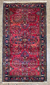 Vintage Hand-Knotted Persian Floral Rug