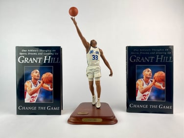 Grant Hill Signed Book Pair & Danbury Mint Figurine Set