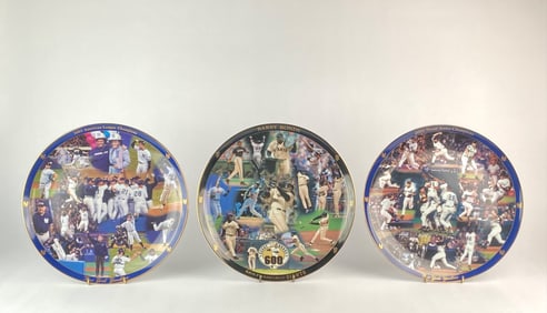Danbury Mint Baseball Collector Plate Trio featuring Barry Bonds & New York Yankees