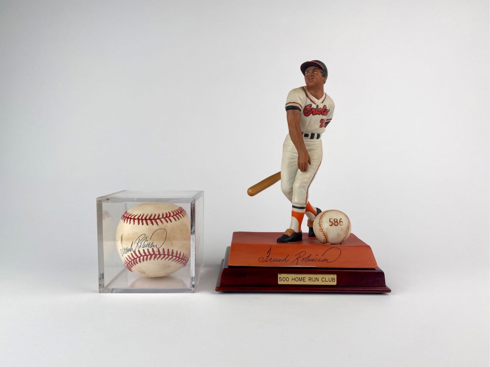 Frank Robinson Signed Baseball and 1989 Limited Edition Figurine Set (1 of 11)