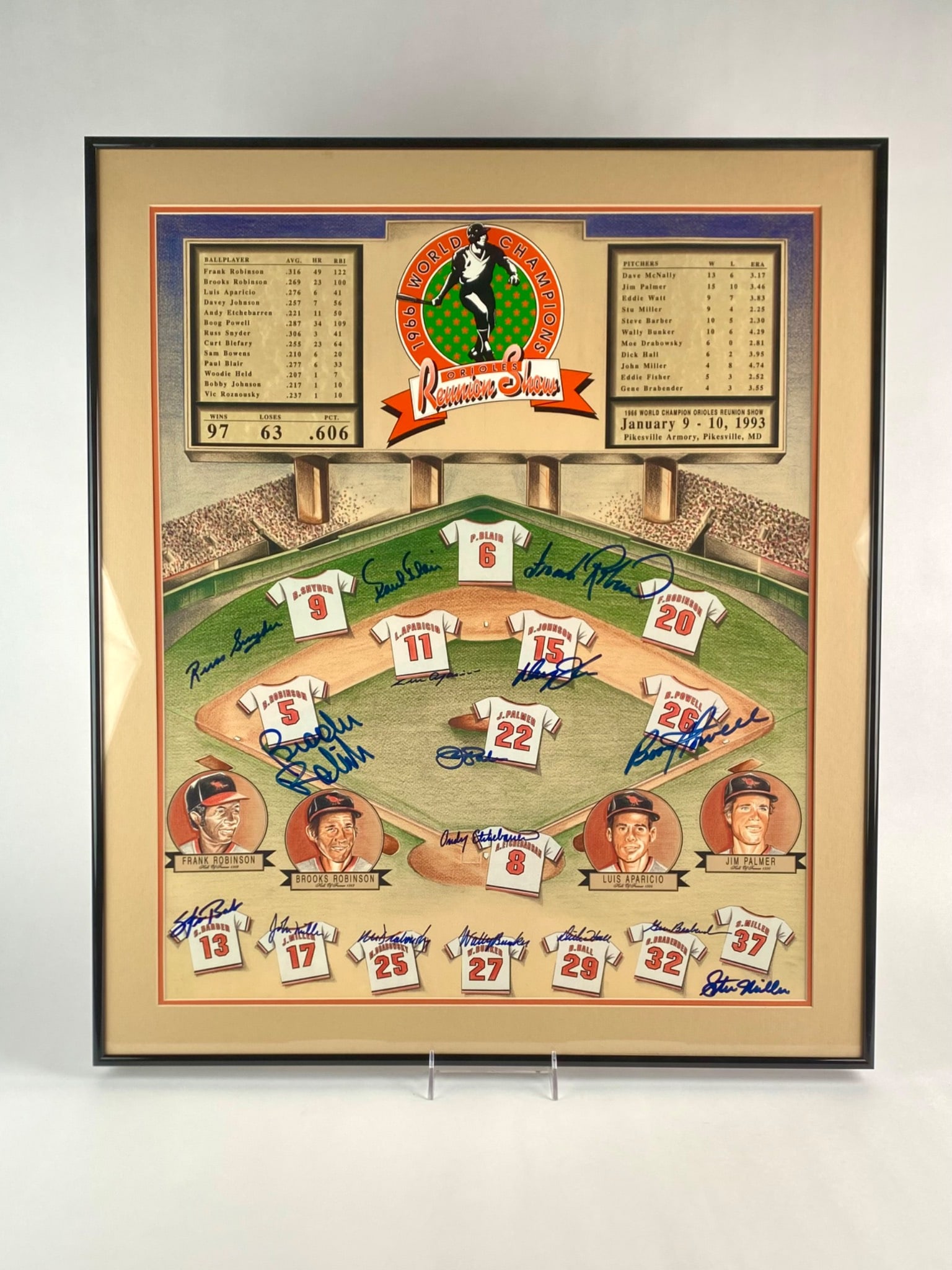 Multi-Signed 1966 Baltimore Orioles World Champions Reunion Framed Display (1 of 6)