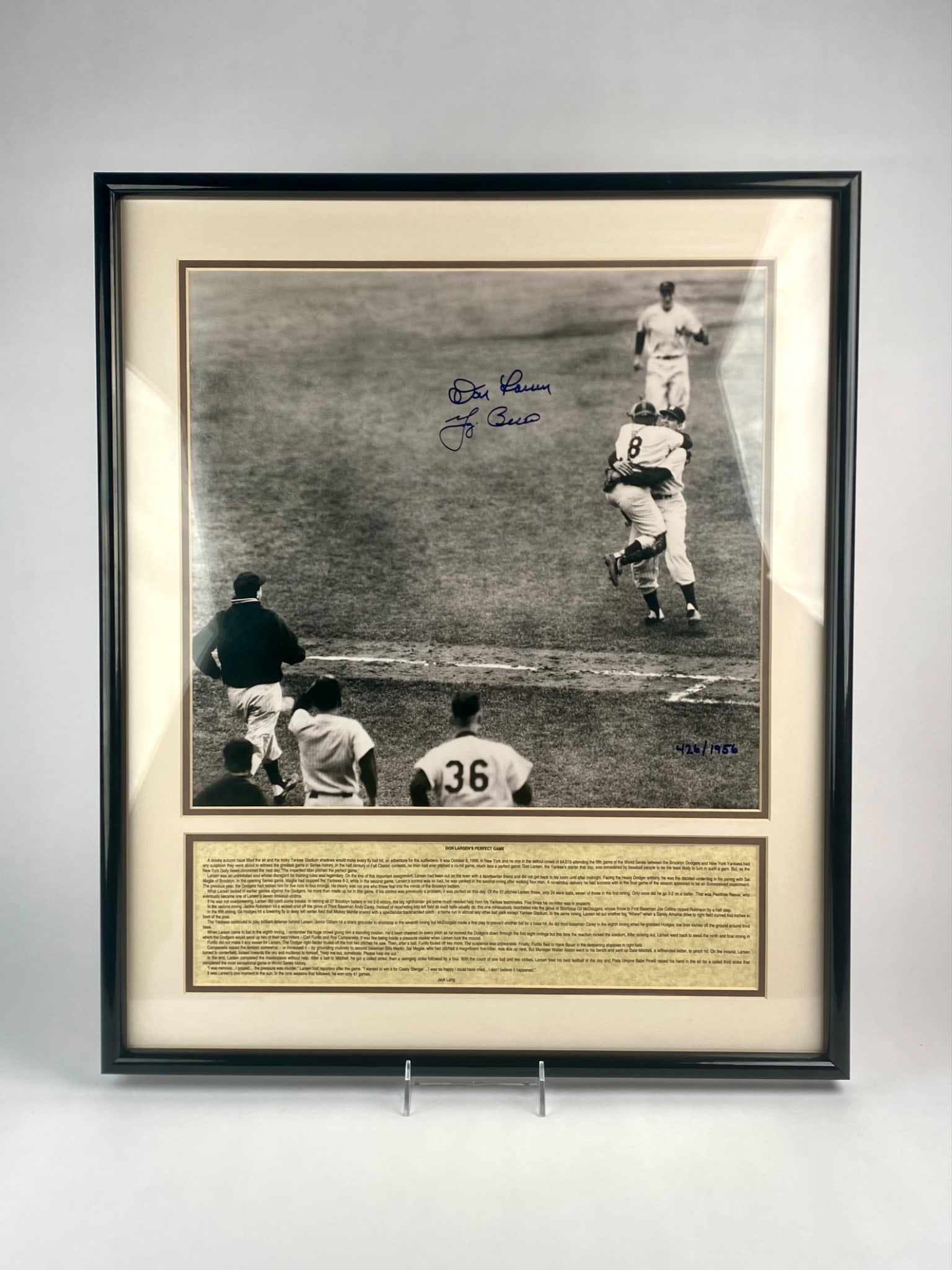 Don Larsen & Yogi Berra Dual-Signed “Perfect Game?? Photograph (COA) (1 of 9)