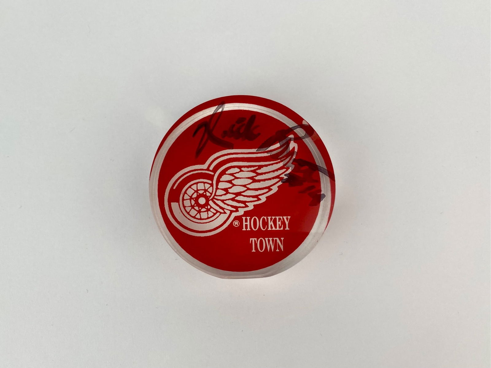 Detroit Red Wings “Hockeytown?? Puck Signed by Nick Libett (1 of 7)