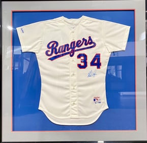 Texas Rangers Jersey Autographed by Nolan Ryan in Custom Frame