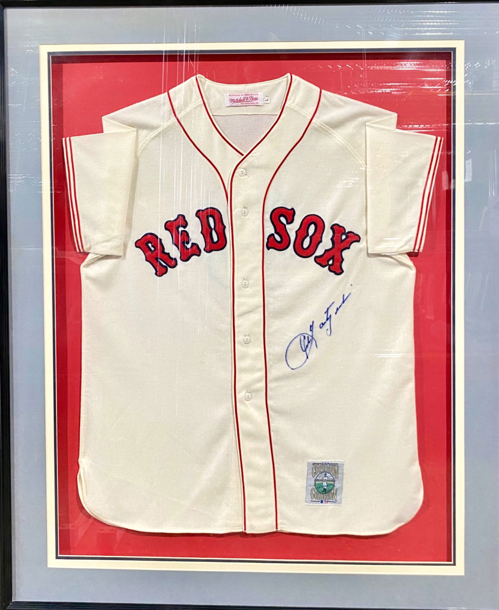 Framed Mitchell & Ness Boston Red Sox Jersey Signed by Carl Yastrzemski (1 of 6)