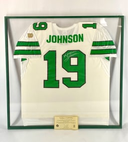 Keyshawn Johnson Signed New York Jets Framed Jersey (COA)