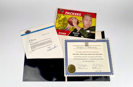 Bart Starr Autographed 1968 Topps Jumbo Card and Letter with COA