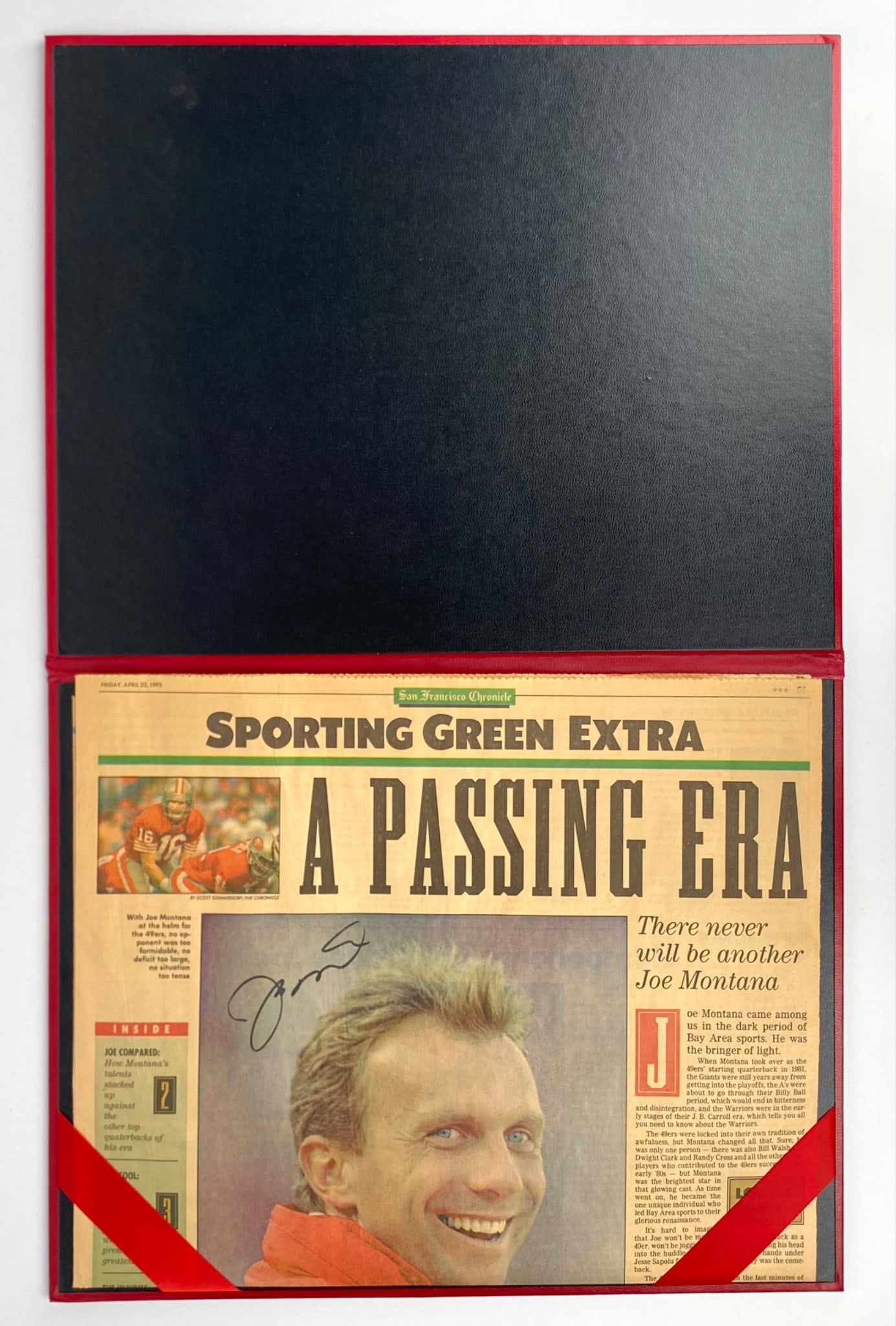 Signed Joe Montana Newspaper, Dated April 23, 1993 (1 of 6)