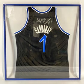 Signed Orlando Magic Jersey by “Penny?? Hardaway in Framed Display Case