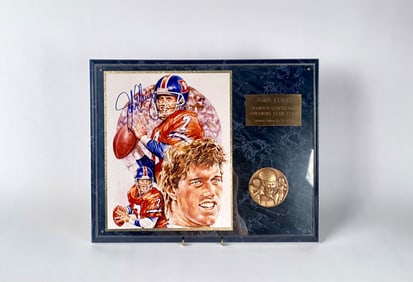 John Elway Signed Limited Edition Commemorative Plaque