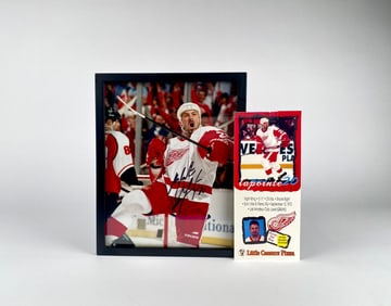 Martin Lapointe Signed Red Wings Photo with Player Card