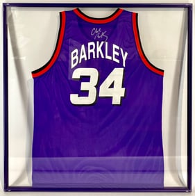 Framed Charles Barkley Signed Phoenix Suns Jersey by Champion
