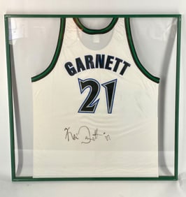 Kevin Garnett Signed Minnesota Timberwolves Authentic Champion Framed Jersey