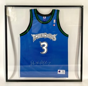 Framed Champion Timberwolves Jersey Signed by Stephon Marbury
