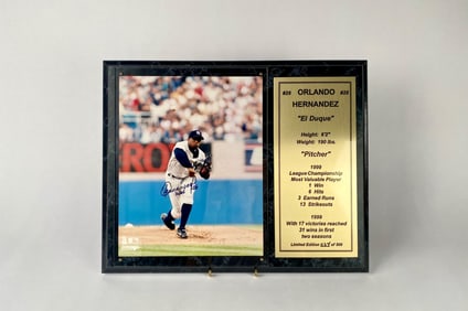 Orlando Hernandez Limited Edition Autographed Photo Plaque