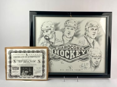 Hardcore Hockey “All Grind Team?? Multi-Signed Limited Edition Lithograph (COA)