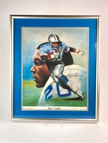 Barry Sanders Signed Limited Edition Sport Print by Stephen Rockstad, 1992