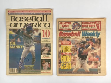 Pair of Signed Baseball Newspapers- Manny Ramirez (1993) & Carlos Baerga (1995)
