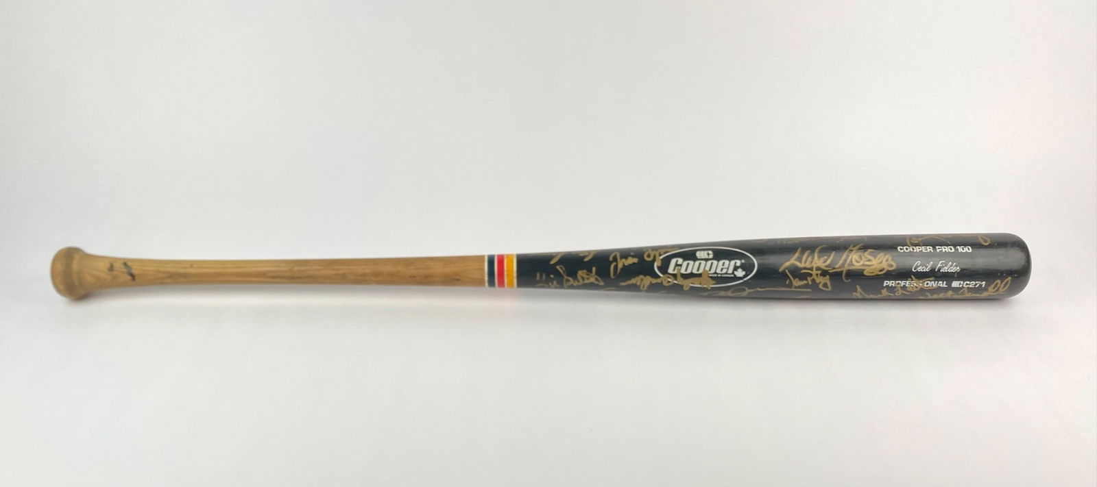 1991 Detroit Tigers Team-Signed Bat with Al Kaline and Vada Pinson (1 of 12)