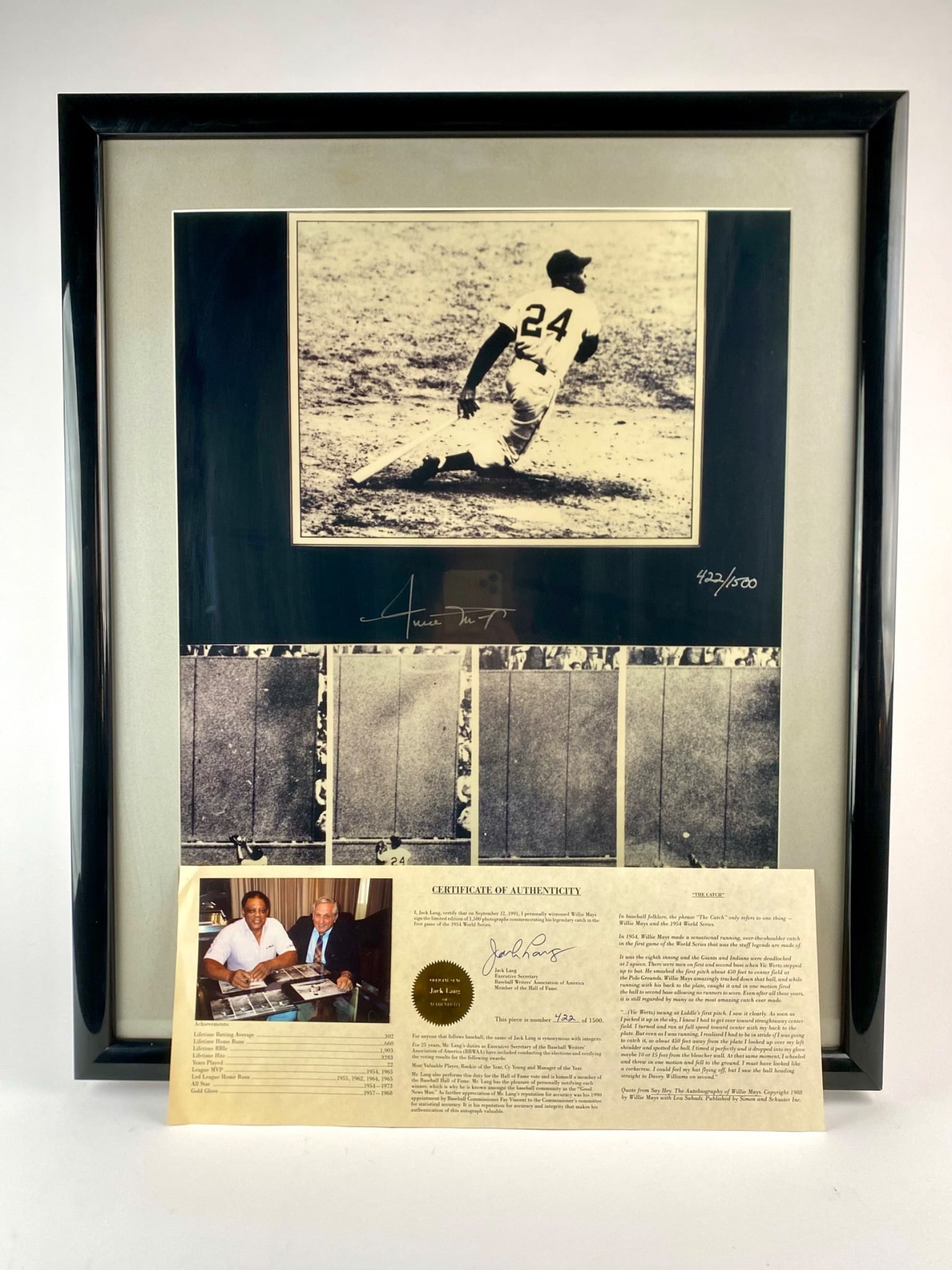 Willie Mays Signed Limited Edition Framed Photo Set (422/1500) (1 of 10)