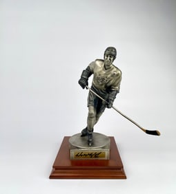 Wayne Gretzky Signed Limited Edition Pewter Statue on Wood Base