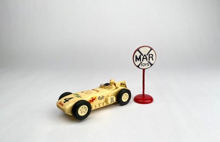 Mar Toys Toy Race Car With Driver and Road Sign
