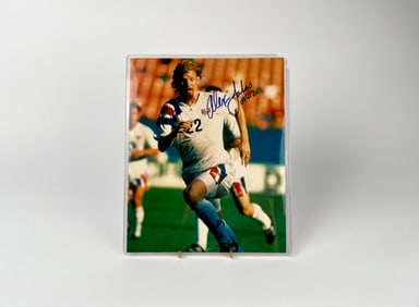 Signed Alexis Lalas Photograph in Action Pose